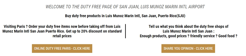 DUTY FREE PAGE OF SAN JUAN LUIS MUNOZ MARIN INTL AIRPORT - Duty Free en San Juan ¿Que Piensas?